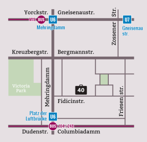 English Theatre Berlin, Main Stage + Studio Fidicinstrasse 40, 10965 Berlin: U6 + Bus 104, 248 Platz der Luftbrücke and Bus M19 Mehringdamm